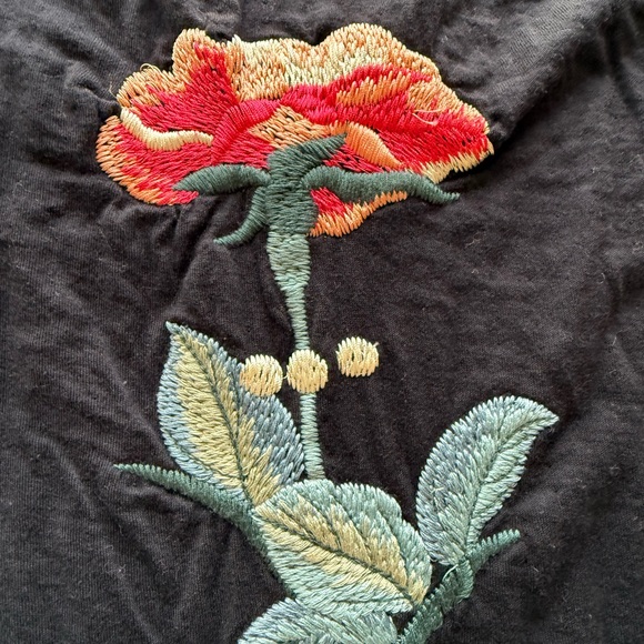 Johnny Was Floral Embroidered Black Scarf - Picture 4 of 4